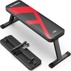 Flat Weight Bench, Foldable Flat Dumbbell Bench, Stable for All Types of Strength Training & Bench Presses, Easy to Assemble for Home Workouts, Max Load Capacity 300 kg