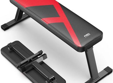 Flat Weight Bench, Foldable Flat Dumbbell Bench, Stable for All Types of Strength Training & Bench Presses, Easy to Assemble for Home Workouts, Max Load Capacity 300 kg