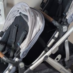 2 seats plus bassinet &a muffs Double uppababy vista travel system
