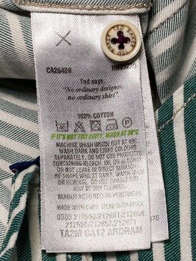 Ted Baker Mens Green/White Stripe Long Sleeve Shirt Size Small