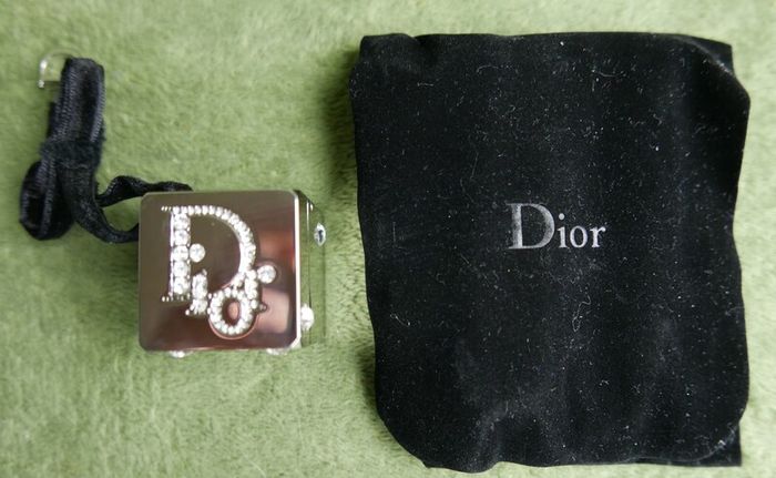 Christian Dior Play Swarovski Diamond Cube Lip Gloss Charm and CHRISTIAN DIOR Lucky Star makeup hand mirror compact brush