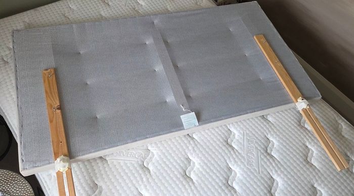 King size bed + headboard + mattress + bedside tables + lamps