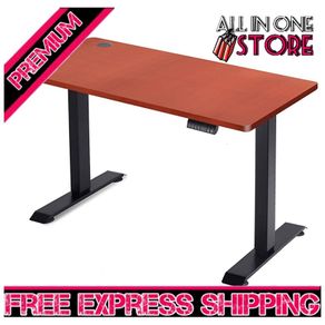 Electric Adjustable Office Stand Desk Computer Workstation with Preset Height Memory Controller, Metal, Brick red, 110 x 60 cm (FREE SHIPPING)