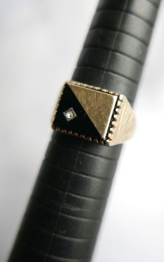 Mens Ring Signet Genuine Solid 9Ct Yellow Gold Onyx 3,3g size S1/2