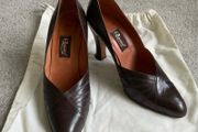 Pair of vintage handcrafted italian leather stilettos