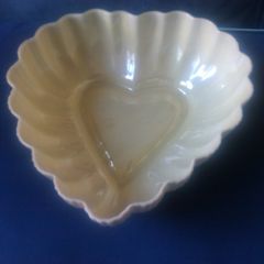 Belleek Heart Shaped Dish. Lustre Interior.