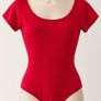 Red Ruffle Bodysuit Feminine Going Out Top Image 2