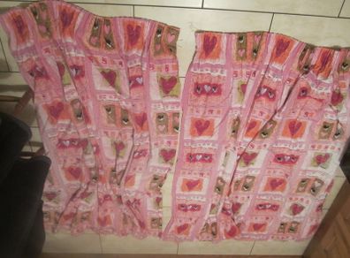 pink love heart curtains
