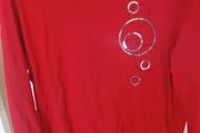 Red long sleeve detailed cotton top size UK20/22 Postage included