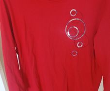 Red long sleeve detailed cotton top size UK20/22 Postage included