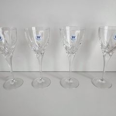 Fancy Crystal 4 white wine glasses elegance Wedgewood exclusive set
