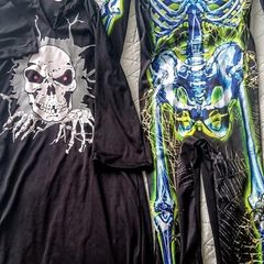 Two Halloween skeleton costumes