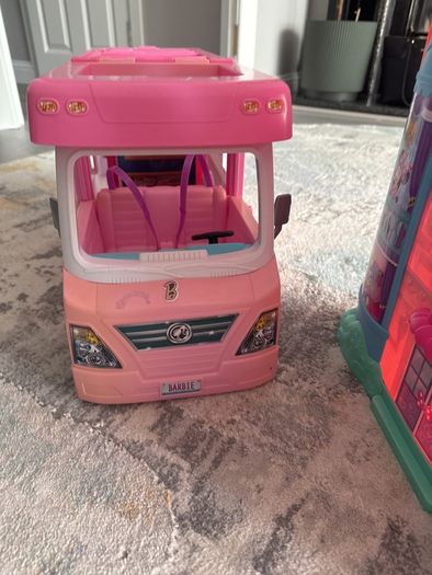 Barbie truck and Minnie Mouse house