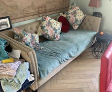 Comfy sofa useable with throw as seat covers need replacing but very solid
