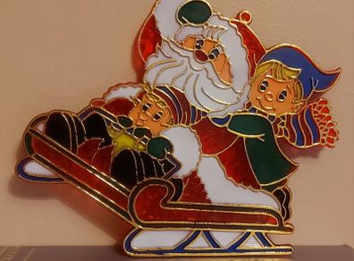 Vintage Acrylic Santa On Slay Hanging
