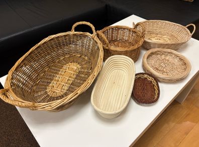 collection of various wicker baskets