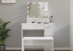 Dressing Table Set with LED High Gloss White Engineered Wood