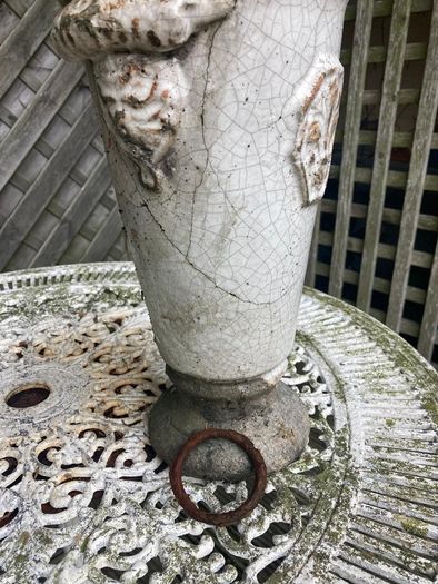 Antique French Stoneware and Enamel Pot