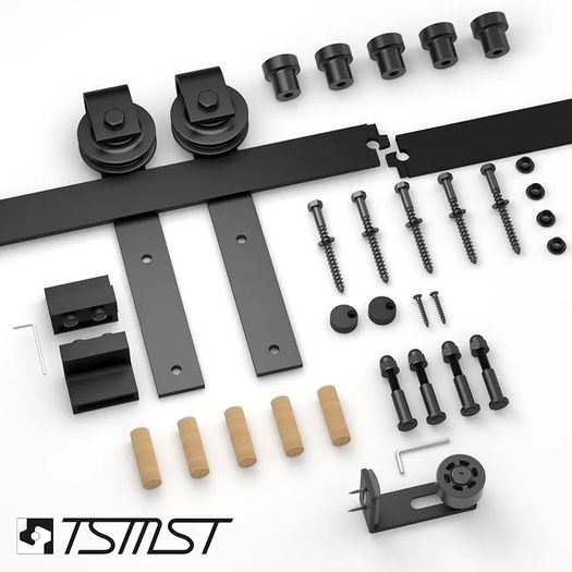 183CM/6FT Sliding Door Track Barn Door Hardware Kit Closet Rail Roller Accessory Adjustable Floor Guide