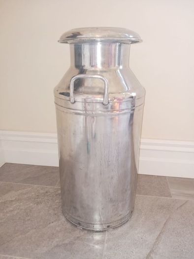 polished aluminium milk churn