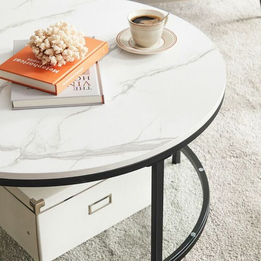 New marble look coffee table 2 shelves - FREE P&P