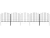 Garden Fence with Spear Top Steel (1.5-1.75)x8.5 m Black