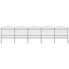 Garden Fence with Spear Top Steel (1.5-1.75)x8.5 m Black