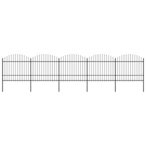 Garden Fence with Spear Top Steel (1.5-1.75)x8.5 m Black
