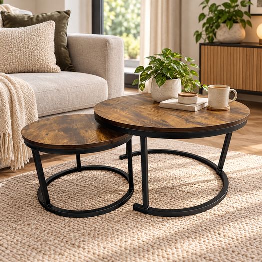 Industrial Nesting Side Tables Set of 2