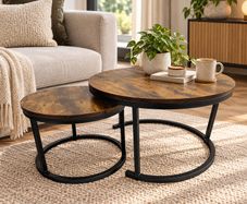 Industrial Nesting Side Tables Set of 2