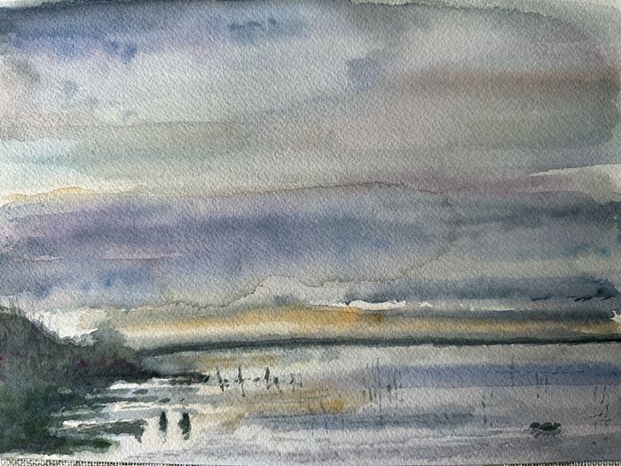 Watercolour - Lough Ree in winter