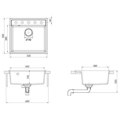 Kitchen Sink with Overflow Hole