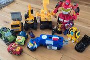 Large Toy Bundle, Transformers rescue bots, JCB Construction Vehicles &amp; Cars