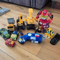 Large Toy Bundle, Transformers rescue bots, JCB Construction Vehicles & Cars