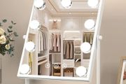 Makeup Mirror with Lights, Hollywood Vanity Mirror with 3 Colors Lighting Modes, Touch Control, 360 Ratation, Dimmable 9 LED Bulbs Lighted Makeup Mirror for Dressing Room &amp; Bedroom White