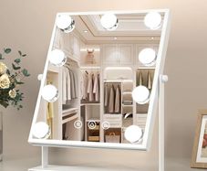 Makeup Mirror with Lights, Hollywood Vanity Mirror with 3 Colors Lighting Modes, Touch Control, 360 Ratation, Dimmable 9 LED Bulbs Lighted Makeup Mirror for Dressing Room & Bedroom White