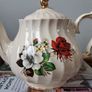 Vintage Sadler England Dark Red and White Roses Teapot Image 5