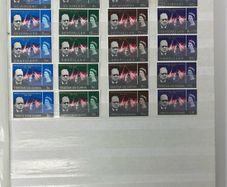 Collection. Brown stock book with collection of stamps celebrating Winston Churchill. Most are mint never hinged (MNH)