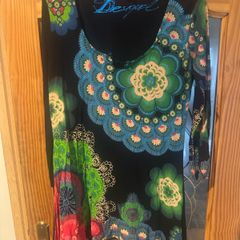 Desigual black long sleeve floral glitter dress size XL UK16 EU44 Perfect condition Postage included