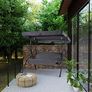 Hollywood Hammock  Swing Adjustable Sun Canopy Non-Slip Feet Cushion Balcony Patio Garden Swing Bench Seat Backrest 140 cm Anthracite Image 4