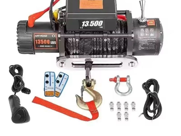 6 tone 12V Electric Winch Synthetic Tow Rope Winch 24M/92FT Lifting Hoist for 4X4 Car Trailer ATV Truck Off Road Boat