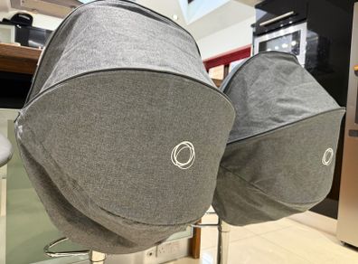 Bugaboo Donkey x2 grey melange hood canopies in swords