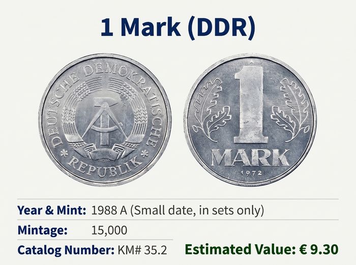Rare East Germany DDR 1988 UNC Mint Coins set & Struck medal