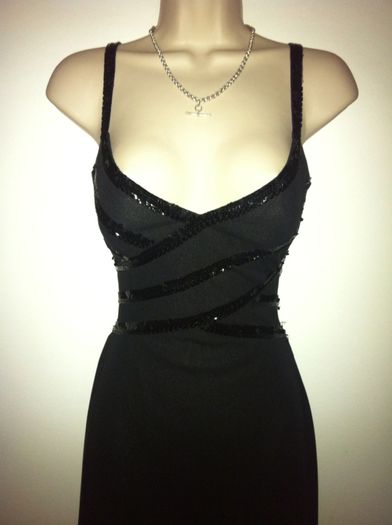 Absolutely Stunning Black Sequin Backless Maxi Dress by Morgan and Co. size 8-10