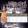Witch costume with lights, Halloween, girl costume, carnival, cosplay, princess dress with witch broom and hat Image 5