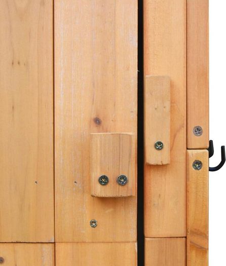 Wooden Garden Storage Shed  Tall Outdoor Tool Cabinet with Shelves & Folding Table