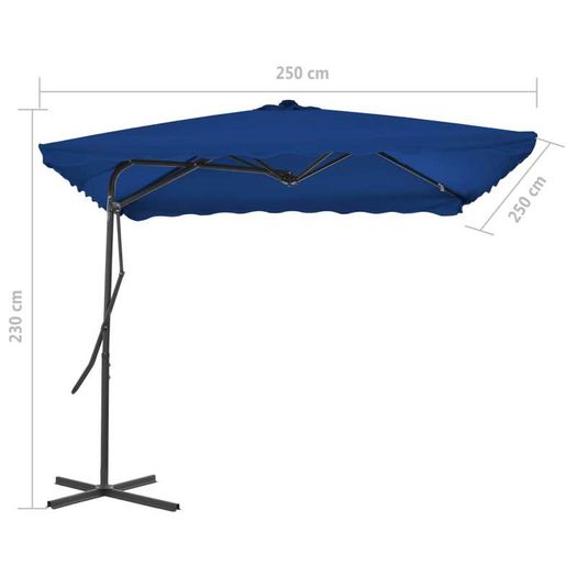 Outdoor Parasol with Steel Pole Blue 250x250x230 cm