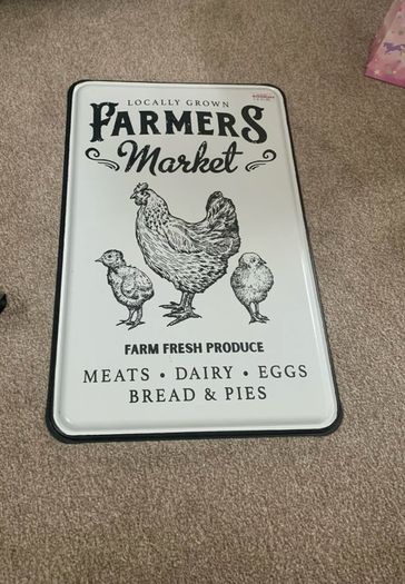 Vintage Looking Metal Farmers Market Sign