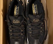 Skechers Women's D'Lites Black with Gold Trim Size UK 5 Eur 38 BNIB