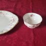 3 Piece Royal Albert / Paragon Victoriana Rose Bone China Gold Gilt Cake Plate, Sugar Bowl And Milk Jug Set Made In England Image 2